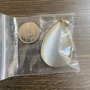 Teardrop Clear Glass Pendant with Gold Frame